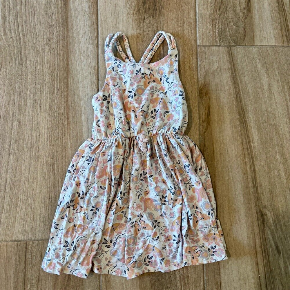 Tommy Bahama Girls Sundress Size 4T Pink White Floral Butterfly Sleeveless